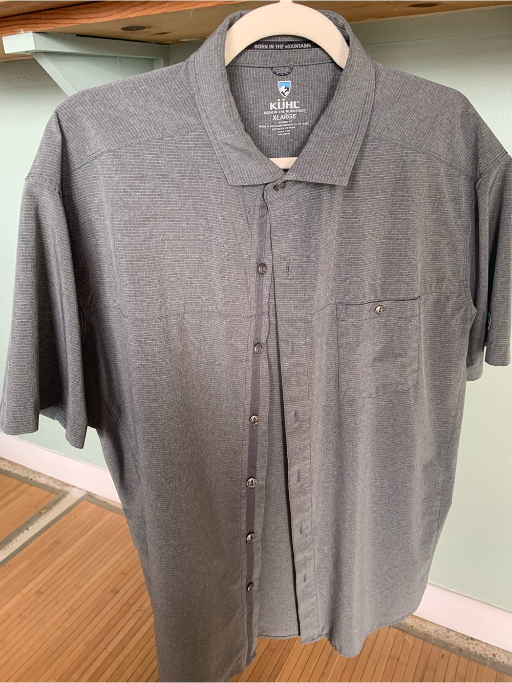 Men's Short Sleeve Button-Up Shirt - Gray Kuhl brand XL